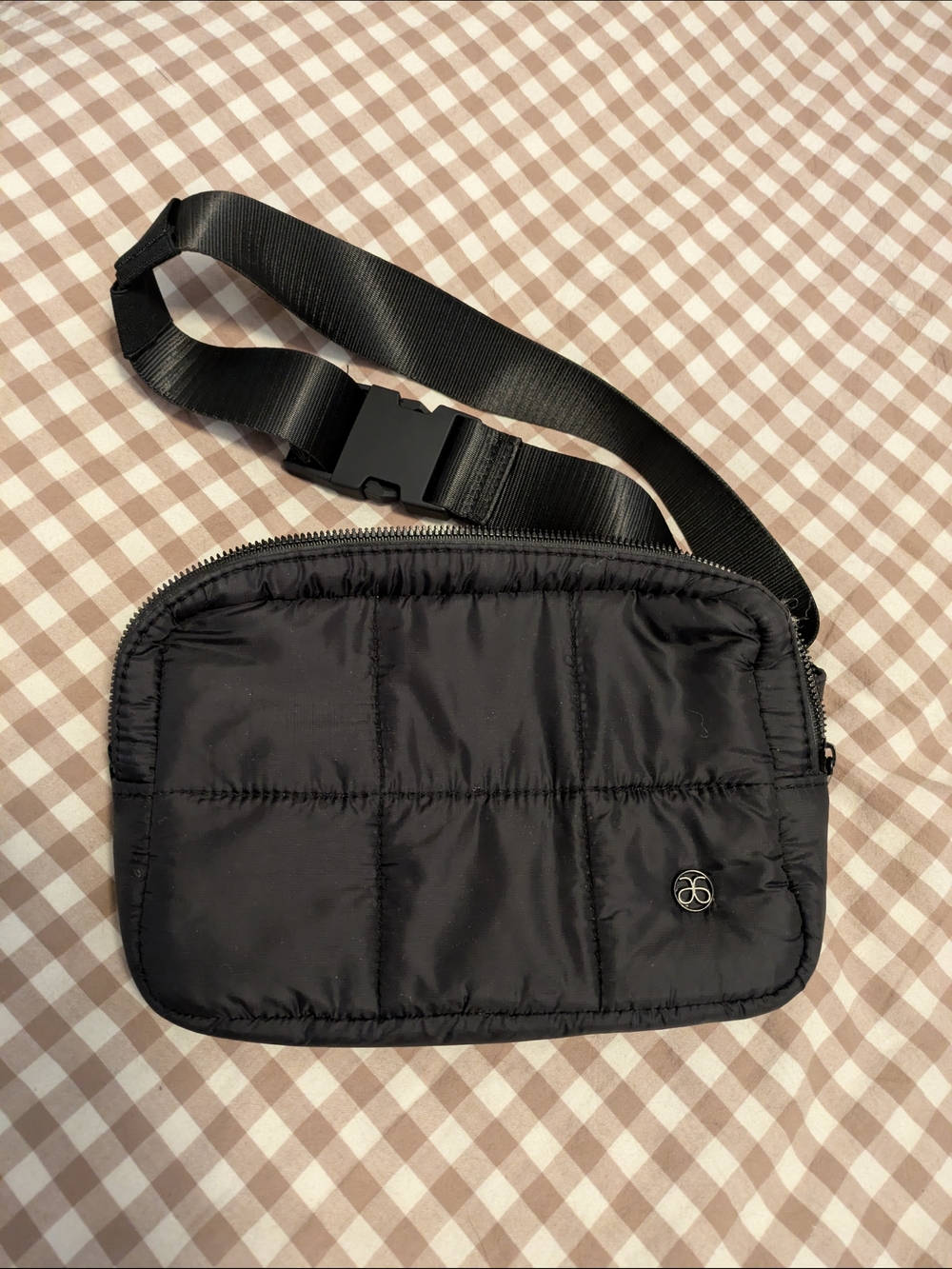Arbonne Black Quilted Crossbody Puffer Bag